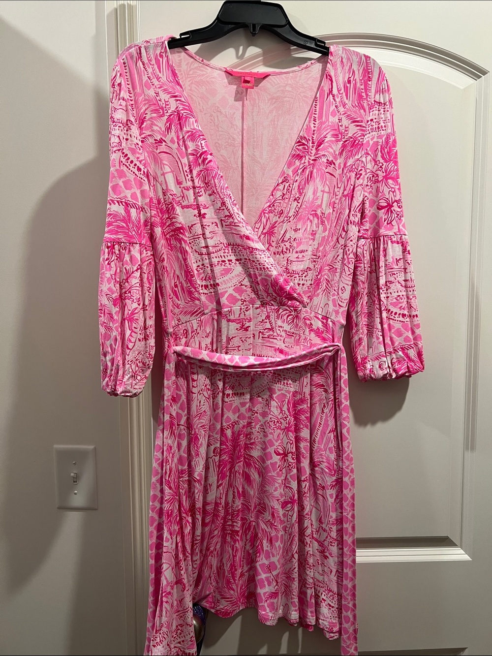 Lilly Pulitzer Pink Floral-Print Wrap Dress Chace Print